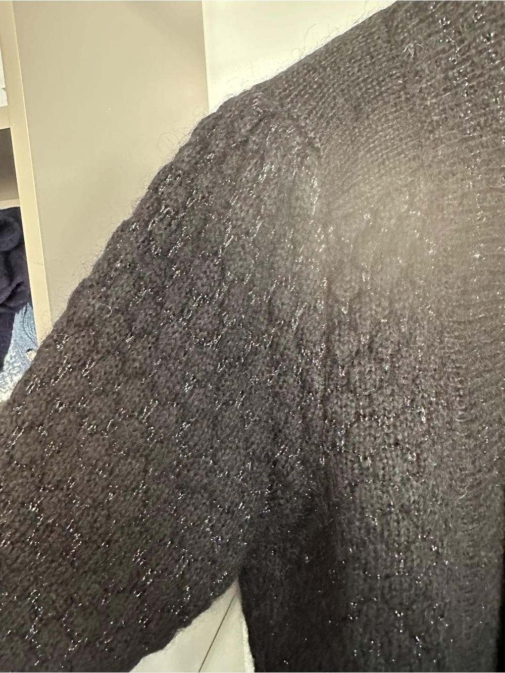 Metallic Black Open-Front Women’s Cardigan Sweater jacket - Picture 3 of 8